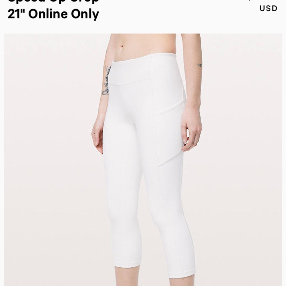 Lululemon White speed up crop leggings size 6